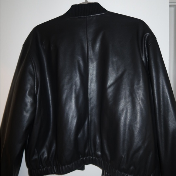Abercrombie & Fitch Bomber Black Leather Jacket - Picture 3 of 6